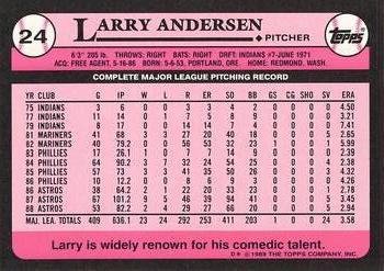 1989 Topps - Collector's Edition (Tiffany) #24 Larry Andersen Back