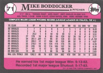 1989 Topps - Collector's Edition (Tiffany) #71 Mike Boddicker Back