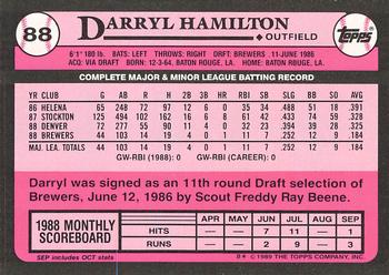 1989 Topps - Collector's Edition (Tiffany) #88 Darryl Hamilton Back