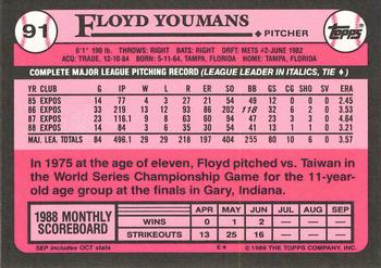1989 Topps - Collector's Edition (Tiffany) #91 Floyd Youmans Back