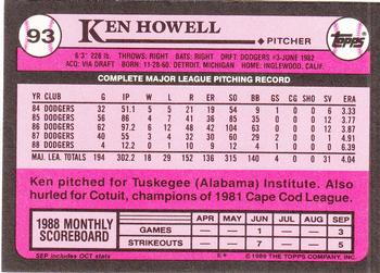 1989 Topps - Collector's Edition (Tiffany) #93 Ken Howell Back