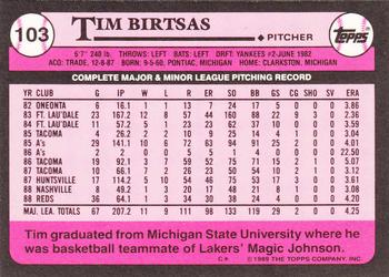 1989 Topps - Collector's Edition (Tiffany) #103 Tim Birtsas Back