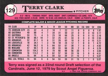 1989 Topps - Collector's Edition (Tiffany) #129 Terry Clark Back