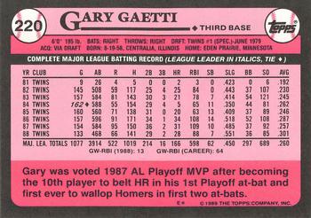 1989 Topps - Collector's Edition (Tiffany) #220 Gary Gaetti Back