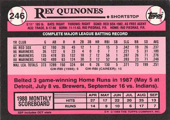 1989 Topps - Collector's Edition (Tiffany) #246 Rey Quinones Back