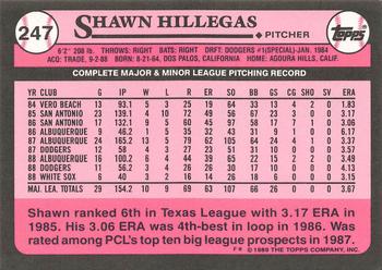 1989 Topps - Collector's Edition (Tiffany) #247 Shawn Hillegas Back