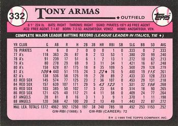 1989 Topps - Collector's Edition (Tiffany) #332 Tony Armas Back