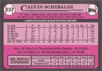 1989 Topps - Collector's Edition (Tiffany) #337 Calvin Schiraldi Back