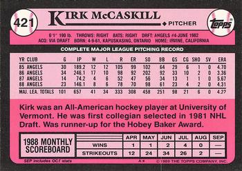 1989 Topps - Collector's Edition (Tiffany) #421 Kirk McCaskill Back