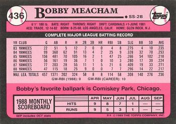 1989 Topps - Collector's Edition (Tiffany) #436 Bobby Meacham Back
