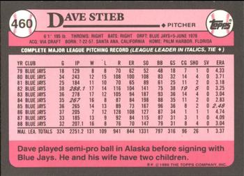 1989 Topps - Collector's Edition (Tiffany) #460 Dave Stieb Back