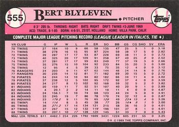 1989 Topps - Collector's Edition (Tiffany) #555 Bert Blyleven Back
