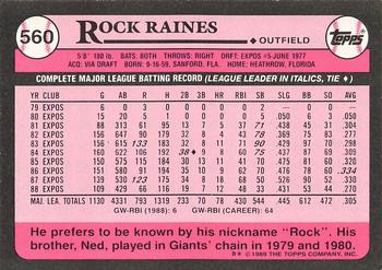 1989 Topps - Collector's Edition (Tiffany) #560 Rock Raines Back