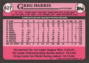 1989 Topps - Collector's Edition (Tiffany) #627 Greg Harris Back