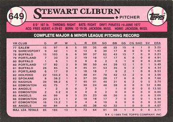 1989 Topps - Collector's Edition (Tiffany) #649 Stew Cliburn Back