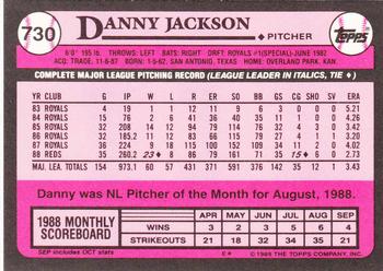 1989 Topps - Collector's Edition (Tiffany) #730 Danny Jackson Back