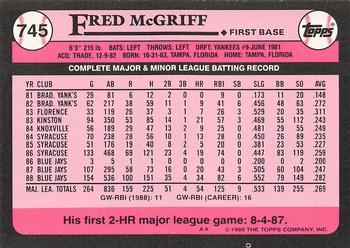 1989 Topps - Collector's Edition (Tiffany) #745 Fred McGriff Back