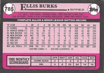 1989 Topps - Collector's Edition (Tiffany) #785 Ellis Burks Back