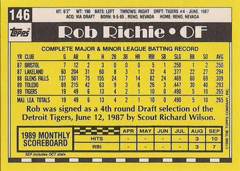 1990 Topps - Collector's Edition (Tiffany) #146 Rob Richie Back