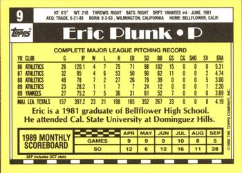 1990 Topps - Collector's Edition (Tiffany) #9 Eric Plunk Back