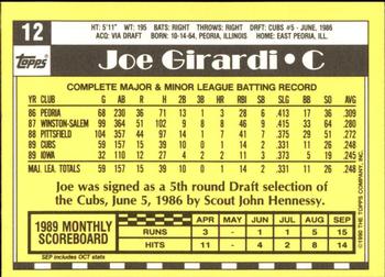 1990 Topps - Collector's Edition (Tiffany) #12 Joe Girardi Back