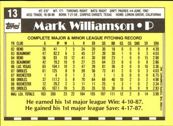 1990 Topps - Collector's Edition (Tiffany) #13 Mark Williamson Back