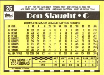 1990 Topps - Collector's Edition (Tiffany) #26 Don Slaught Back