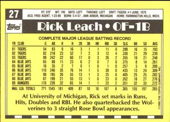 1990 Topps - Collector's Edition (Tiffany) #27 Rick Leach Back