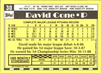 1990 Topps - Collector's Edition (Tiffany) #30 David Cone Back
