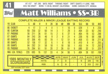 1990 Topps - Collector's Edition (Tiffany) #41 Matt Williams Back