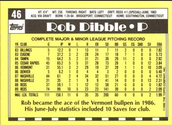 1990 Topps - Collector's Edition (Tiffany) #46 Rob Dibble Back