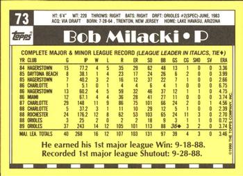 1990 Topps - Collector's Edition (Tiffany) #73 Bob Milacki Back