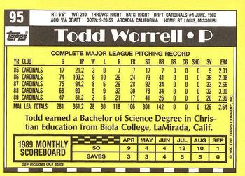 1990 Topps - Collector's Edition (Tiffany) #95 Todd Worrell Back