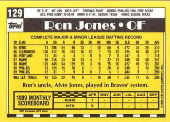 1990 Topps - Collector's Edition (Tiffany) #129 Ron Jones Back