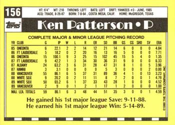 1990 Topps - Collector's Edition (Tiffany) #156 Ken Patterson Back
