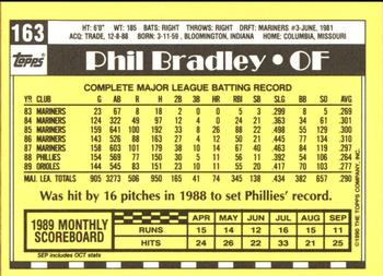 1990 Topps - Collector's Edition (Tiffany) #163 Phil Bradley Back