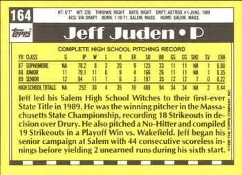 1990 Topps - Collector's Edition (Tiffany) #164 Jeff Juden Back