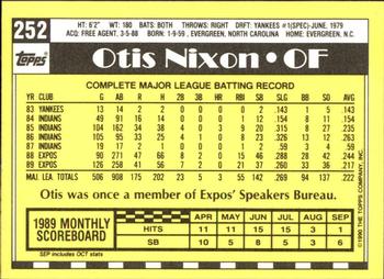 1990 Topps - Collector's Edition (Tiffany) #252 Otis Nixon Back