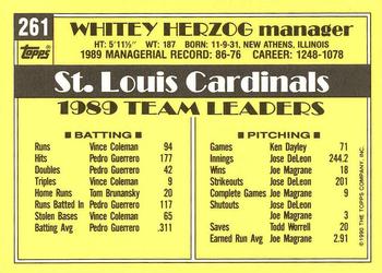 1990 Topps - Collector's Edition (Tiffany) #261 Whitey Herzog Back