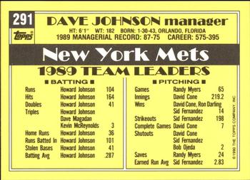 1990 Topps - Collector's Edition (Tiffany) #291 Dave Johnson Back