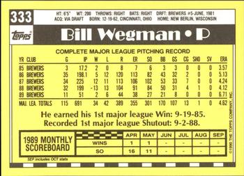 1990 Topps - Collector's Edition (Tiffany) #333 Bill Wegman Back