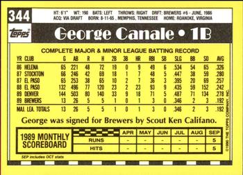 1990 Topps - Collector's Edition (Tiffany) #344 George Canale Back