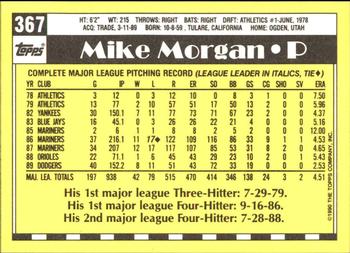 1990 Topps - Collector's Edition (Tiffany) #367 Mike Morgan Back