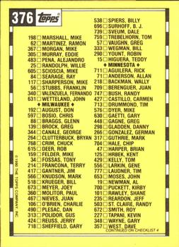 1990 Topps - Collector's Edition (Tiffany) #376 Checklist 3 of 6 Back