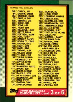 1990 Topps - Collector's Edition (Tiffany) #376 Checklist 3 of 6 Front