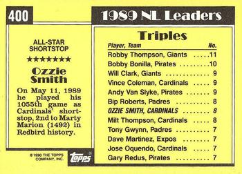 1990 Topps - Collector's Edition (Tiffany) #400 Ozzie Smith Back