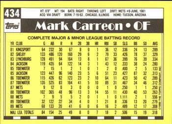 1990 Topps - Collector's Edition (Tiffany) #434 Mark Carreon Back
