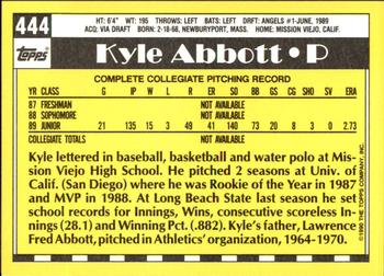1990 Topps - Collector's Edition (Tiffany) #444 Kyle Abbott Back