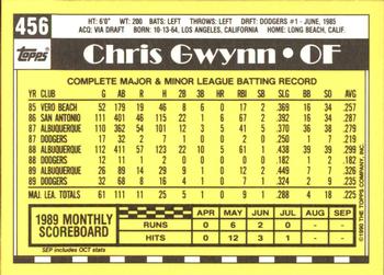 1990 Topps - Collector's Edition (Tiffany) #456 Chris Gwynn Back