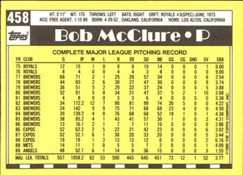 1990 Topps - Collector's Edition (Tiffany) #458 Bob McClure Back